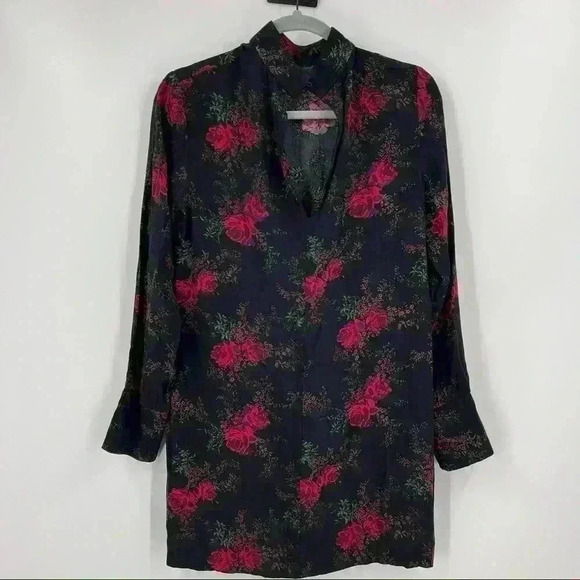 Stockholm Atelier & Other Stories Black Pink Red Rose Floral High Neck Dress‎ - Picture 1 of 8
